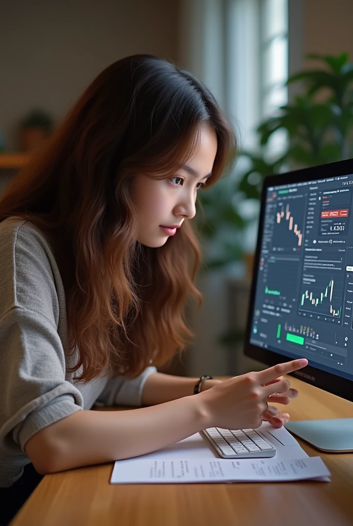 menina, computador, financa